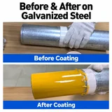 Galvanized steel before and after a coloured protective finish