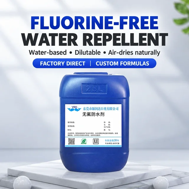 Fluorine-free textile water-repellent product presentation