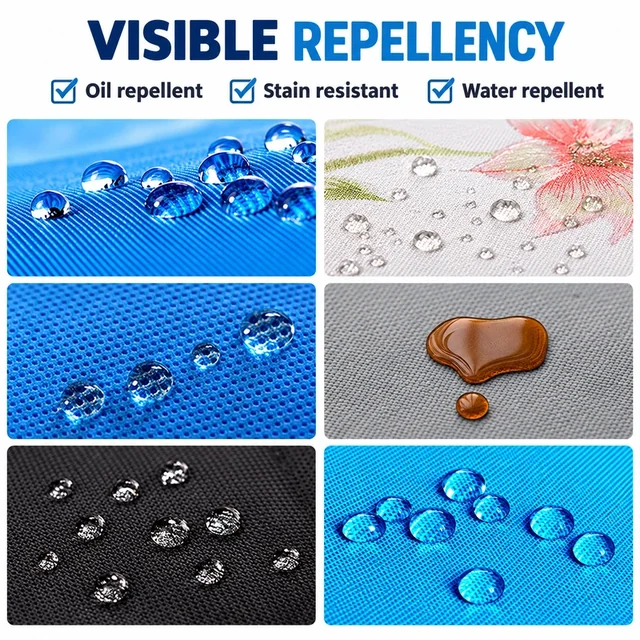 Water droplets beading on treated textile surfaces