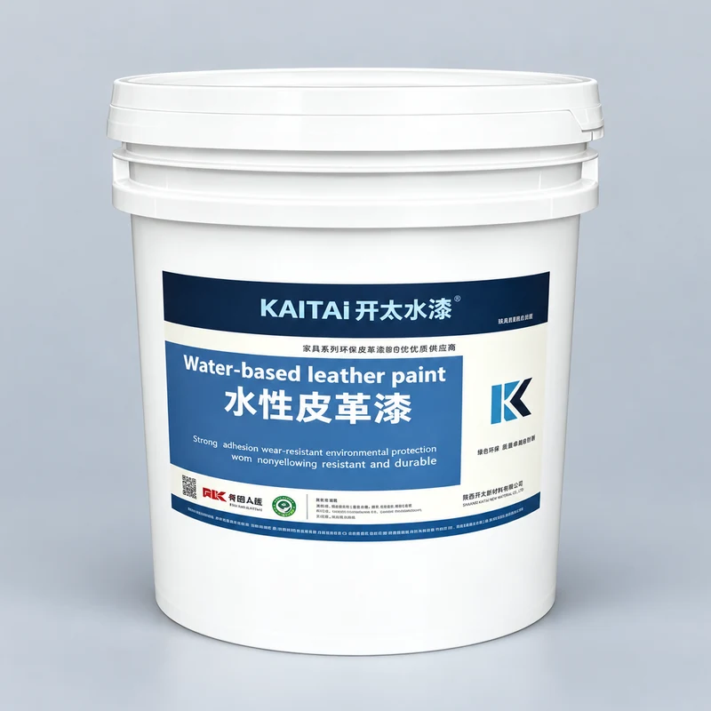White pail of water-based leather refinishing paint
