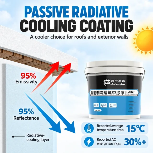 Building cooling illustration comparing coated and uncoated surfaces