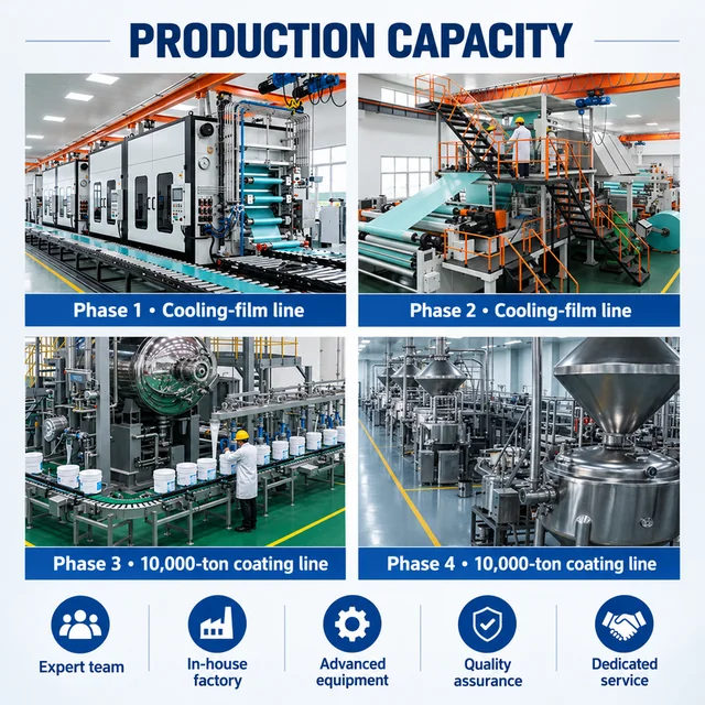 Cooling-material production equipment and processing-line collage