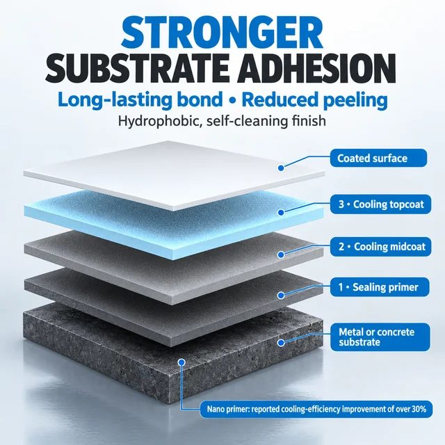 Primer, cooling coat and protective topcoat system diagram