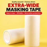 Two wide masking tape rolls with hand-tearable and writable features