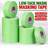 Green low-tack masking tape rolls with application features