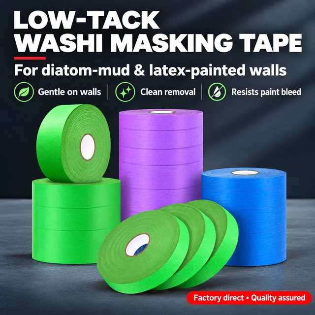 Low-tack masking tape and colour-separation features
